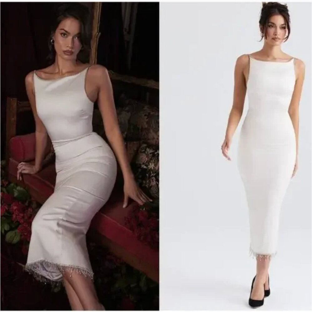 NEVER WORN -House of CB Margiela Rhinestone Strap  Ivory Size Medium-